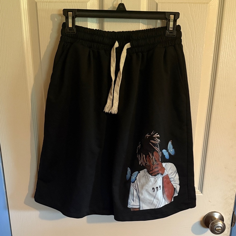 Men's Black Graphic Shorts Juice Wrld
